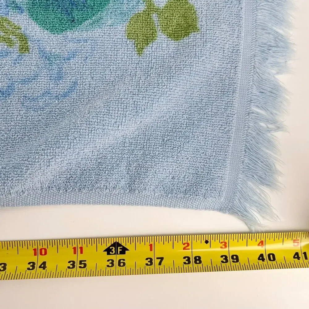 70s Cottagecore Blue Floral Towel 1970s Vintage Monticello Cannon